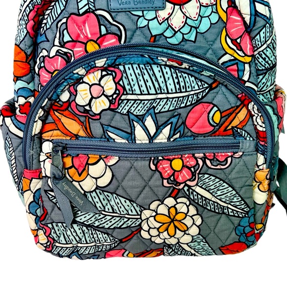 Vera Bradley Small Backpack Quilted Floral Print Blues, Grey, Pink, Red EUC - Picture 8 of 14